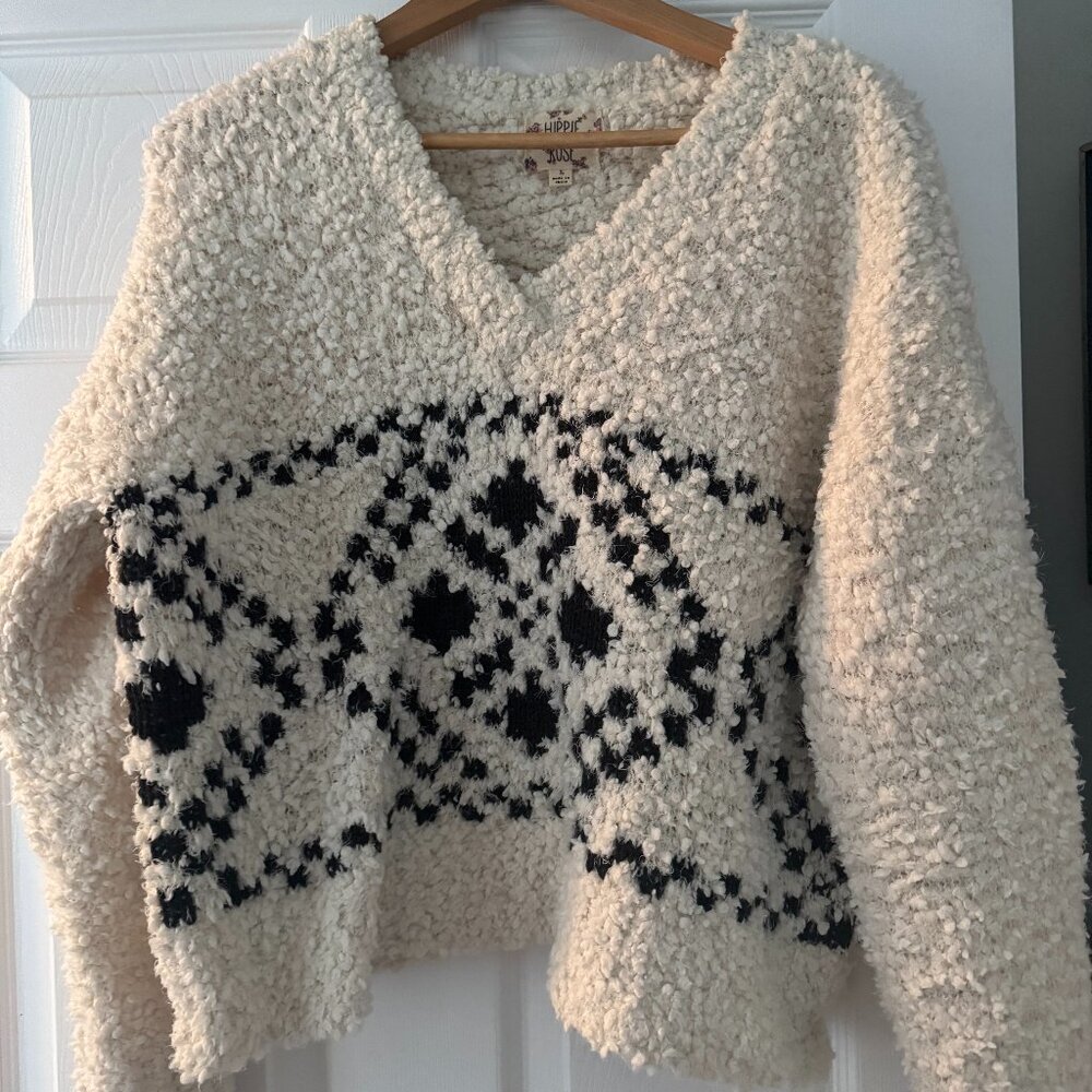 Hippie Rose Fuzzy Sweater - Size L